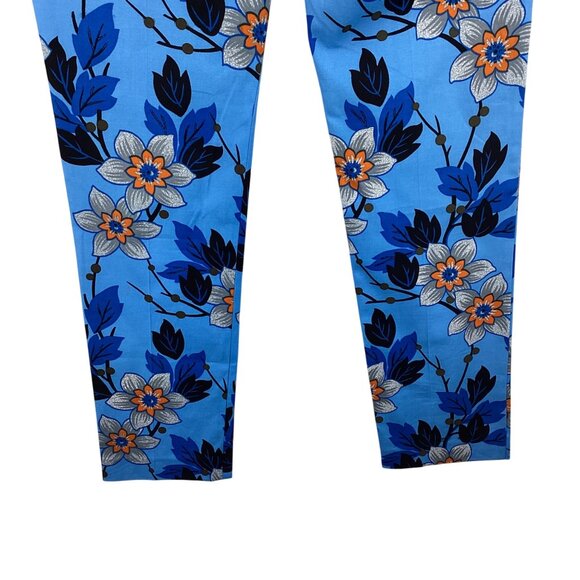 Theory‎ Pants SIze 6 Ankle Cropped Blue Orange Floral Yanette Oahu - Picture 9 of 11